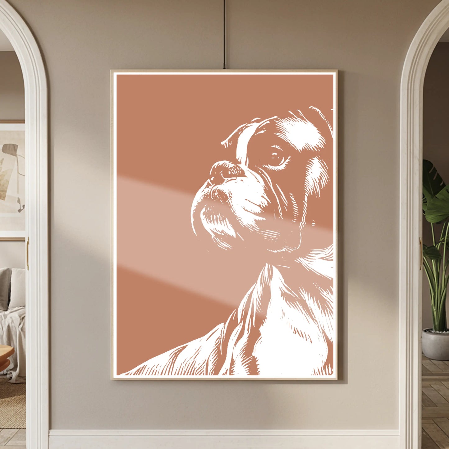 Boxer Dog Breed Minimalist Portrait Wall Art