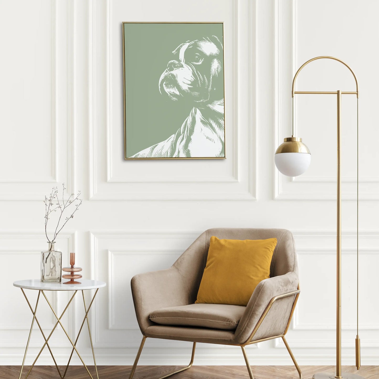 Boxer Dog Breed Minimalist Portrait Wall Art