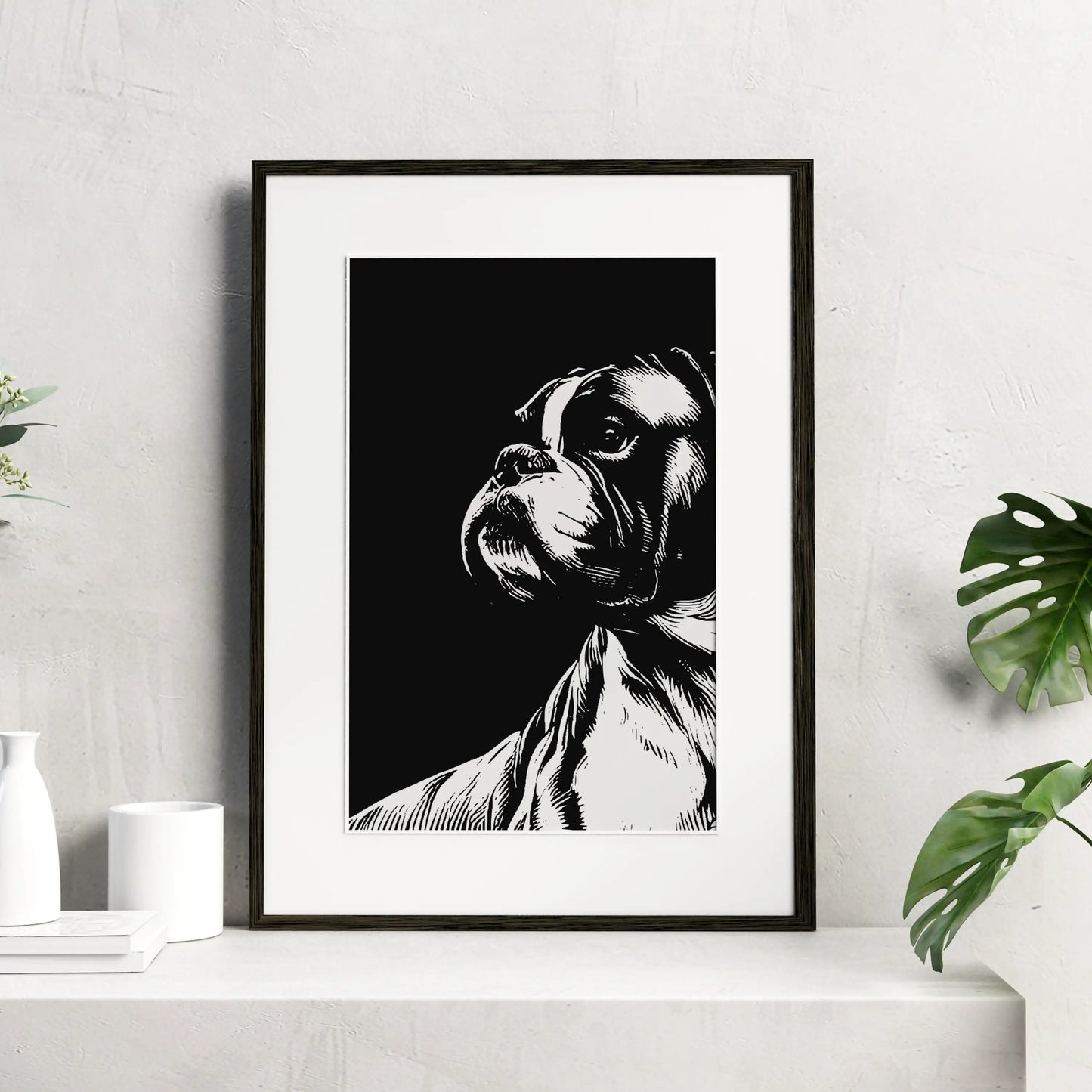 Boxer Dog Breed Minimalist Portrait Wall Art
