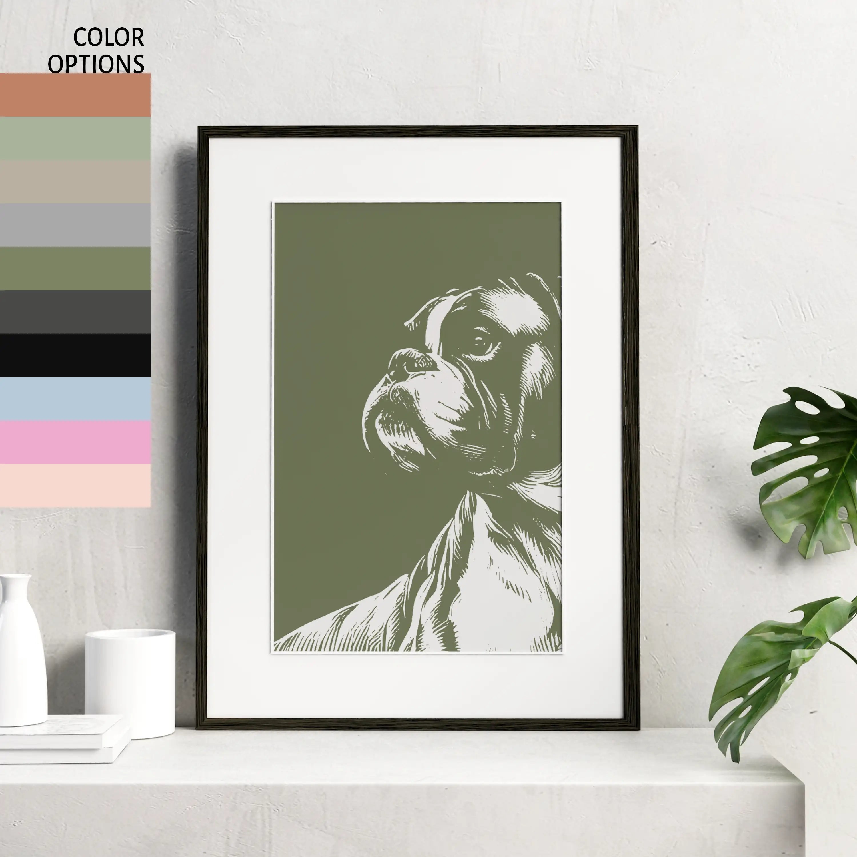 Boxer Dog Breed Minimalist Portrait Wall Art