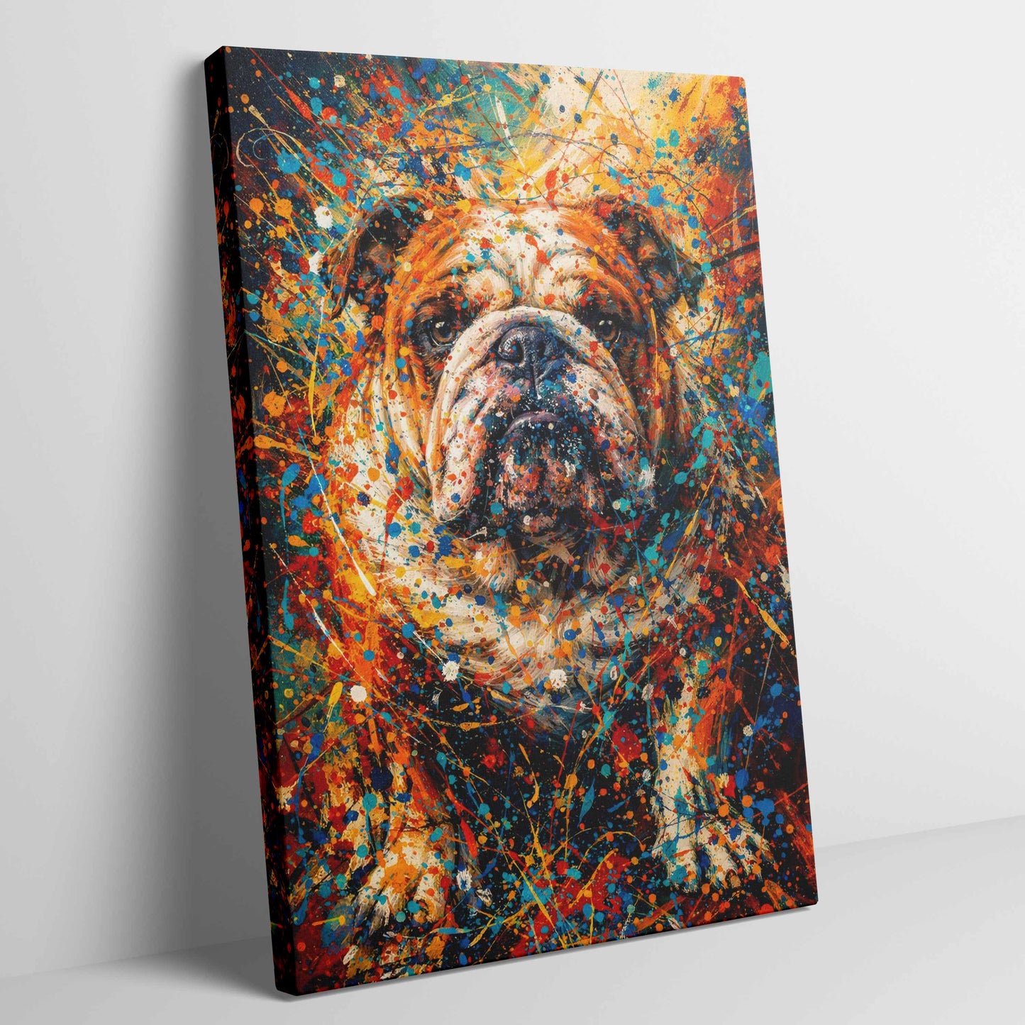 Bulldog Abstract Pollock-inspired Portrait, Bulldog Wall Art Print