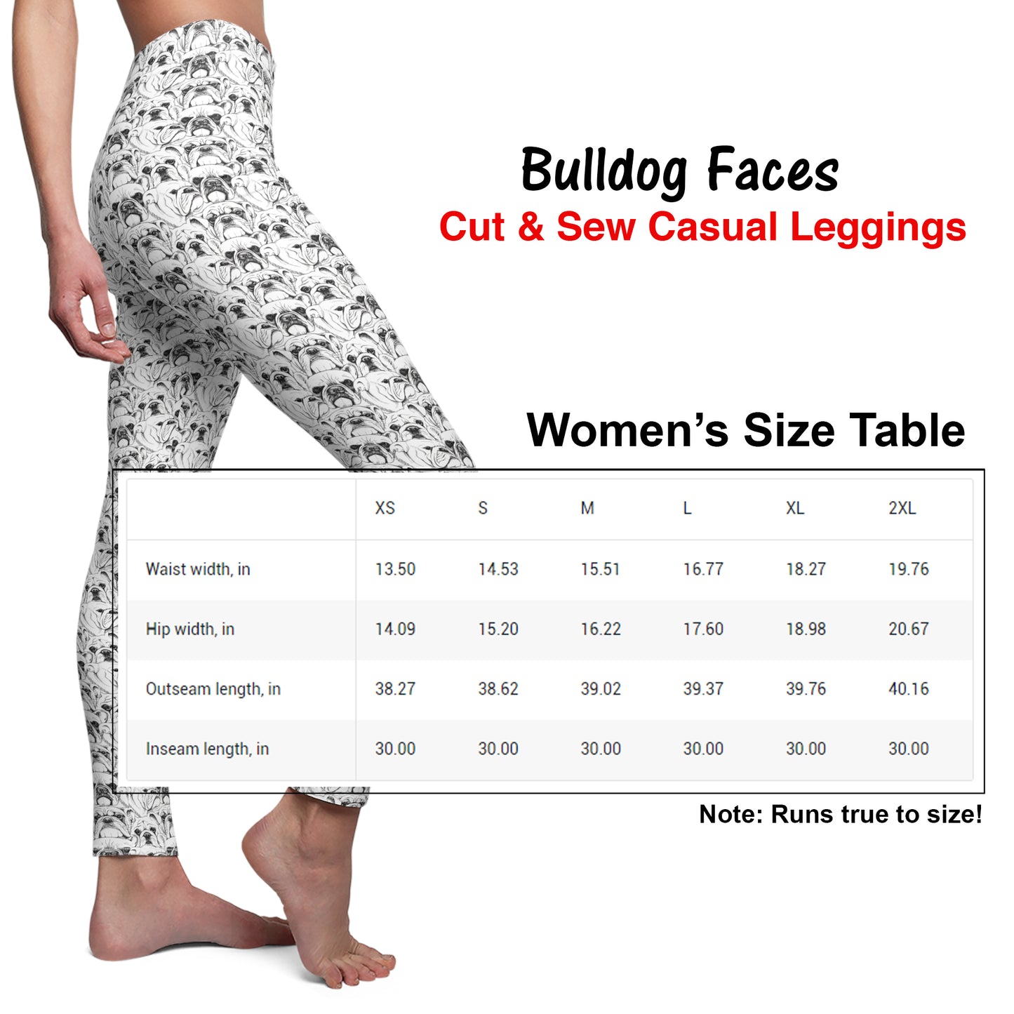 Bulldog Faces Women's Cut & Sew Casual Leggings