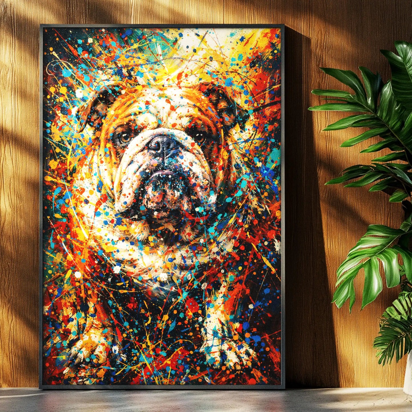 Bulldog Abstract Pollock-inspired Portrait, Bulldog Wall Art Print
