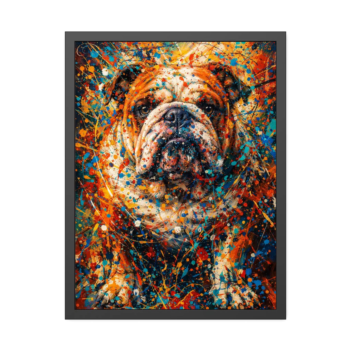 Bulldog Abstract Pollock-inspired Portrait, Bulldog Wall Art Print