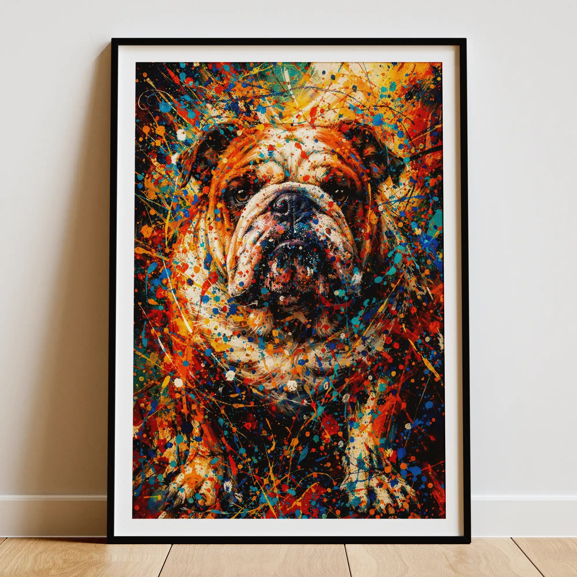 Bulldog Abstract Pollock-inspired Portrait, Bulldog Wall Art Print