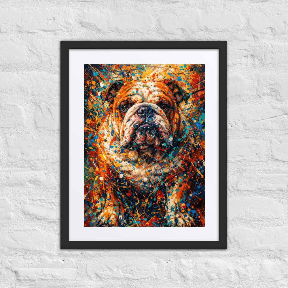 Bulldog Abstract Pollock-inspired Portrait, Bulldog Wall Art Print