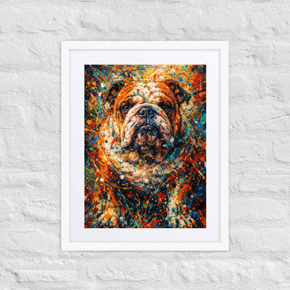 Bulldog Abstract Pollock-inspired Portrait, Bulldog Wall Art Print