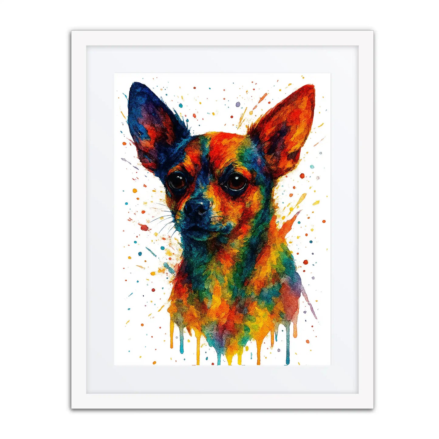 Chihuahua Abstract Portrait | Splatter Style Painting – Modern Wall Art
