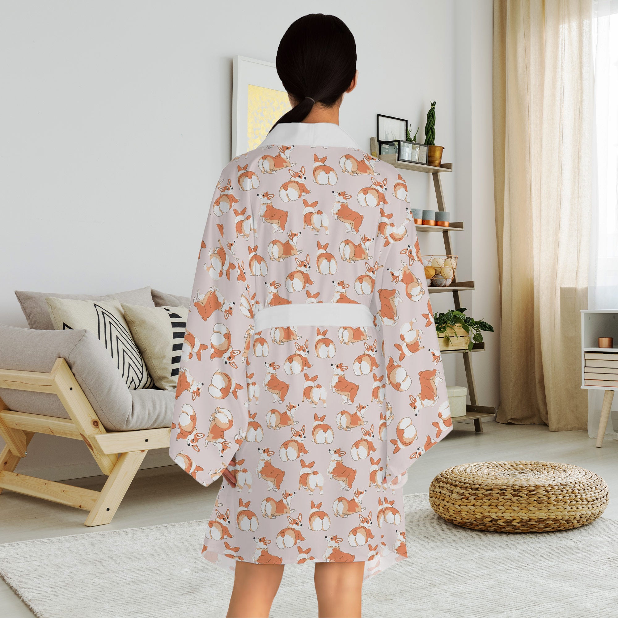 'Talk to the Fluff' Long Sleeve Kimono Robe