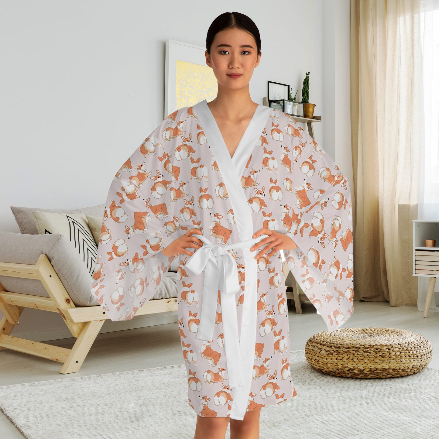 'Talk to the Fluff' Long Sleeve Kimono Robe