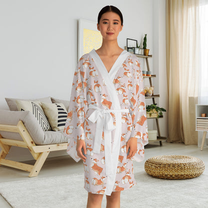 'Talk to the Fluff' Long Sleeve Kimono Robe