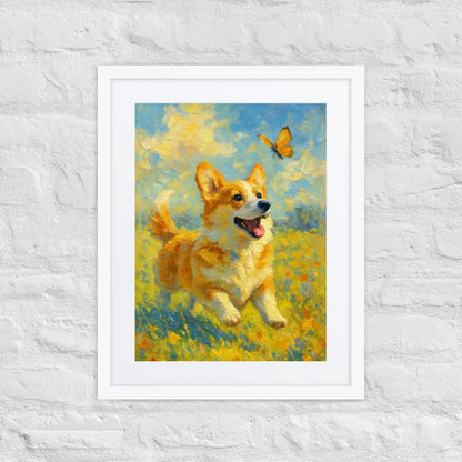 Corgi Impressionist Painting | Playful Corgi Chasing Butterfly