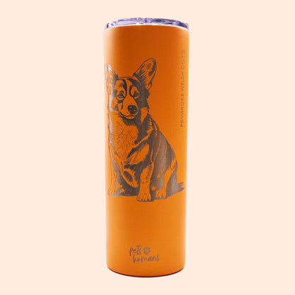 Corgi Laser Engraved Tumbler, 20oz - Black