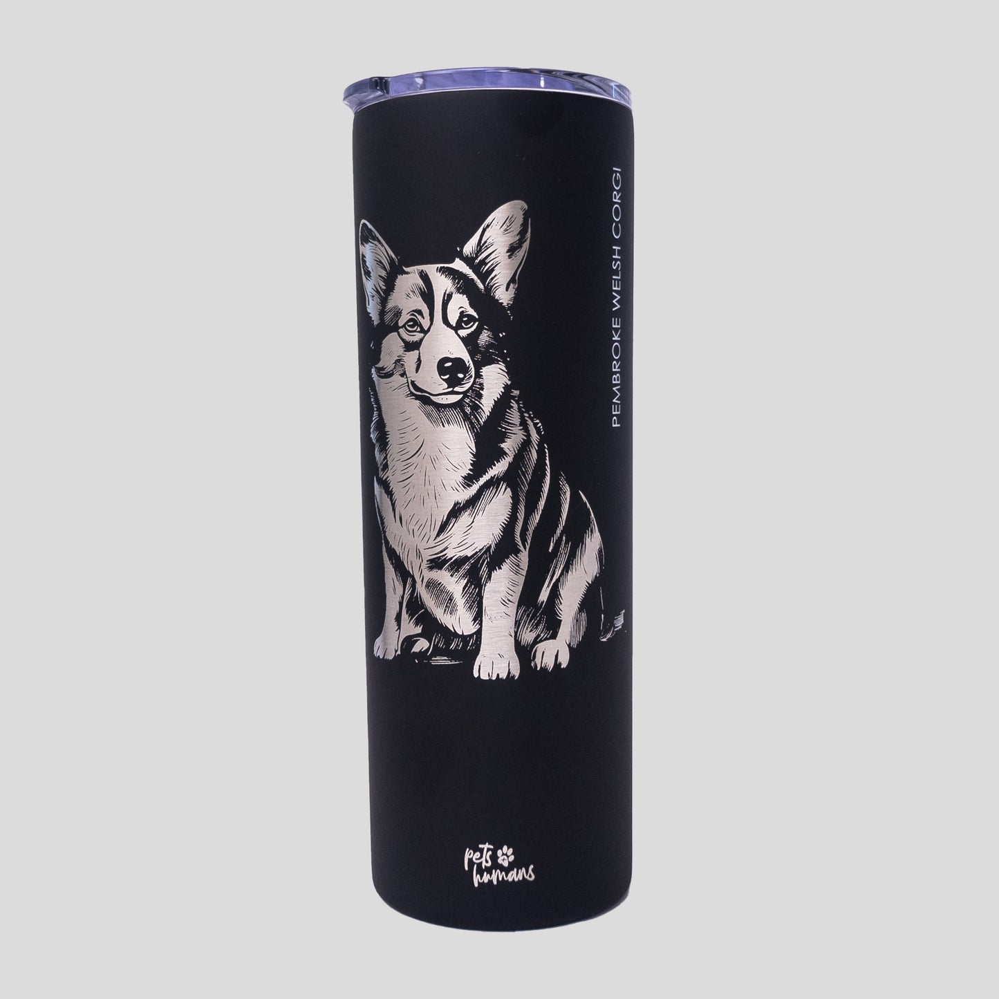 Corgi Laser Engraved Tumbler, 20oz - Black