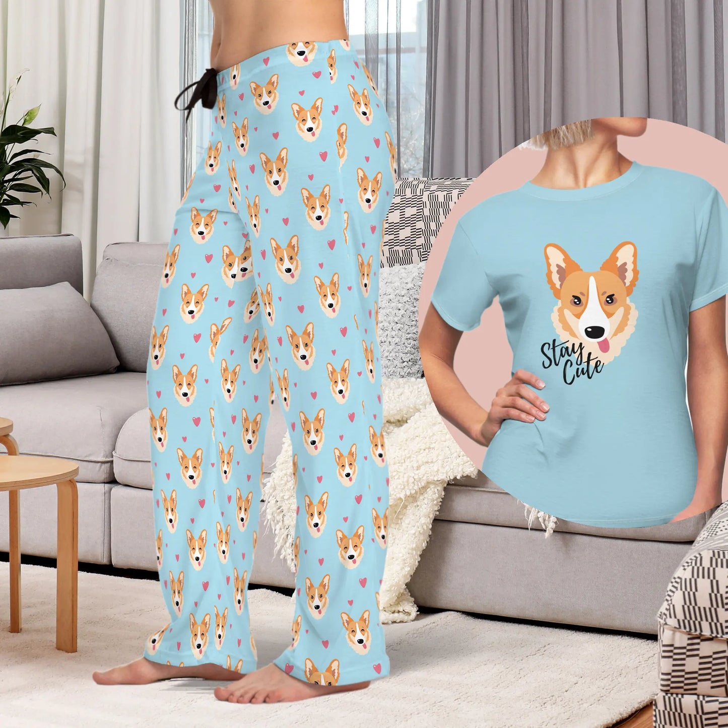 Corgi Stay Cute Pajama Pants and T-Shirt