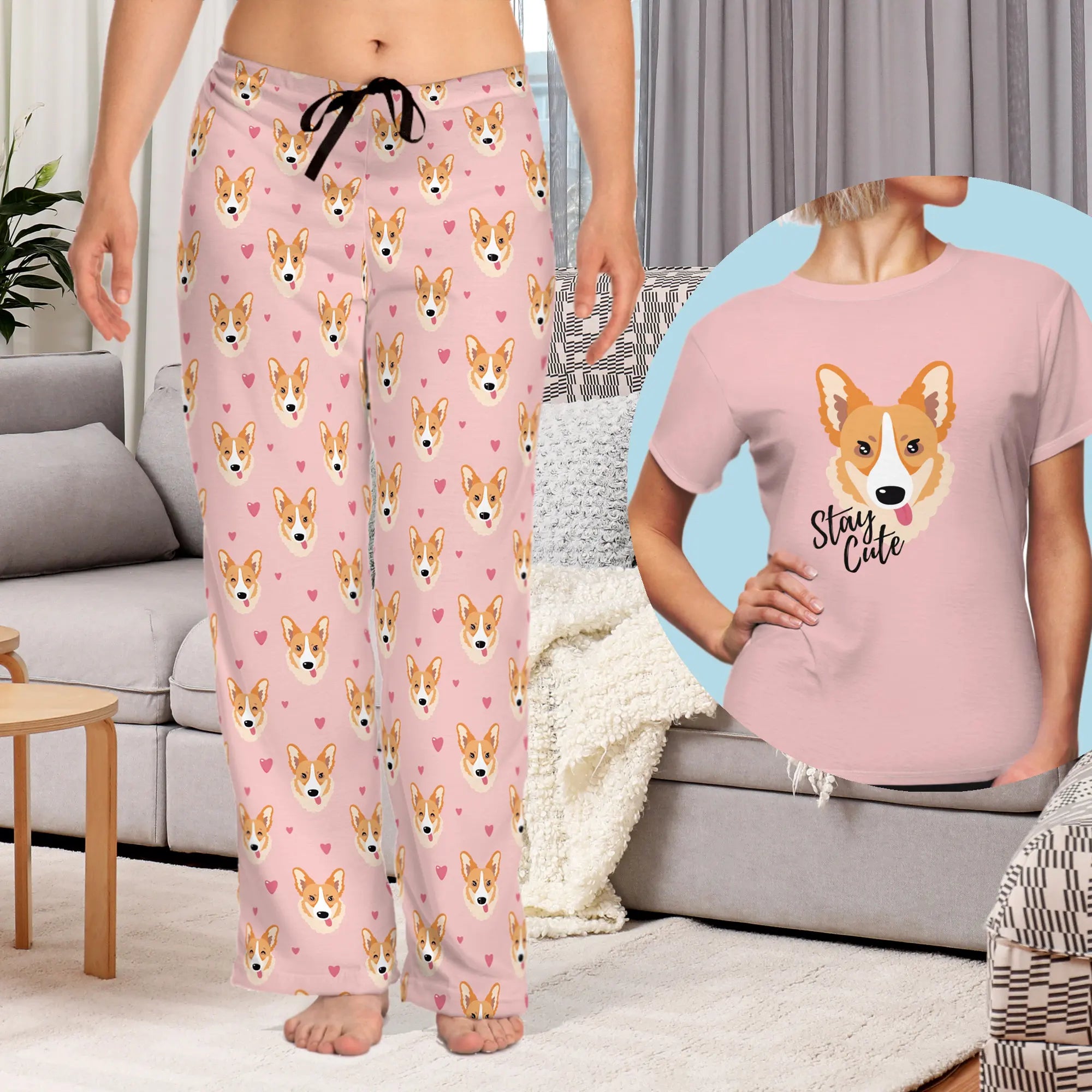 Corgi Stay Cute Pajama Pants and T-Shirt