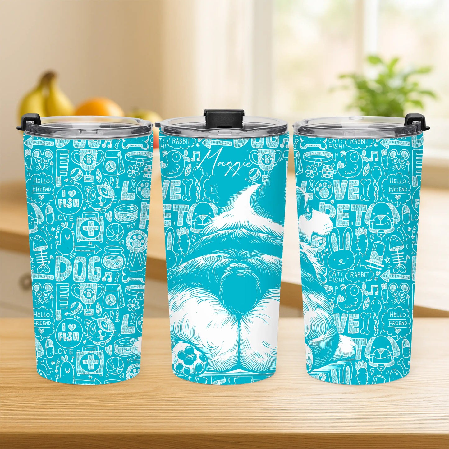 Personalized Corgi Butts Doodle Tumbler 20oz