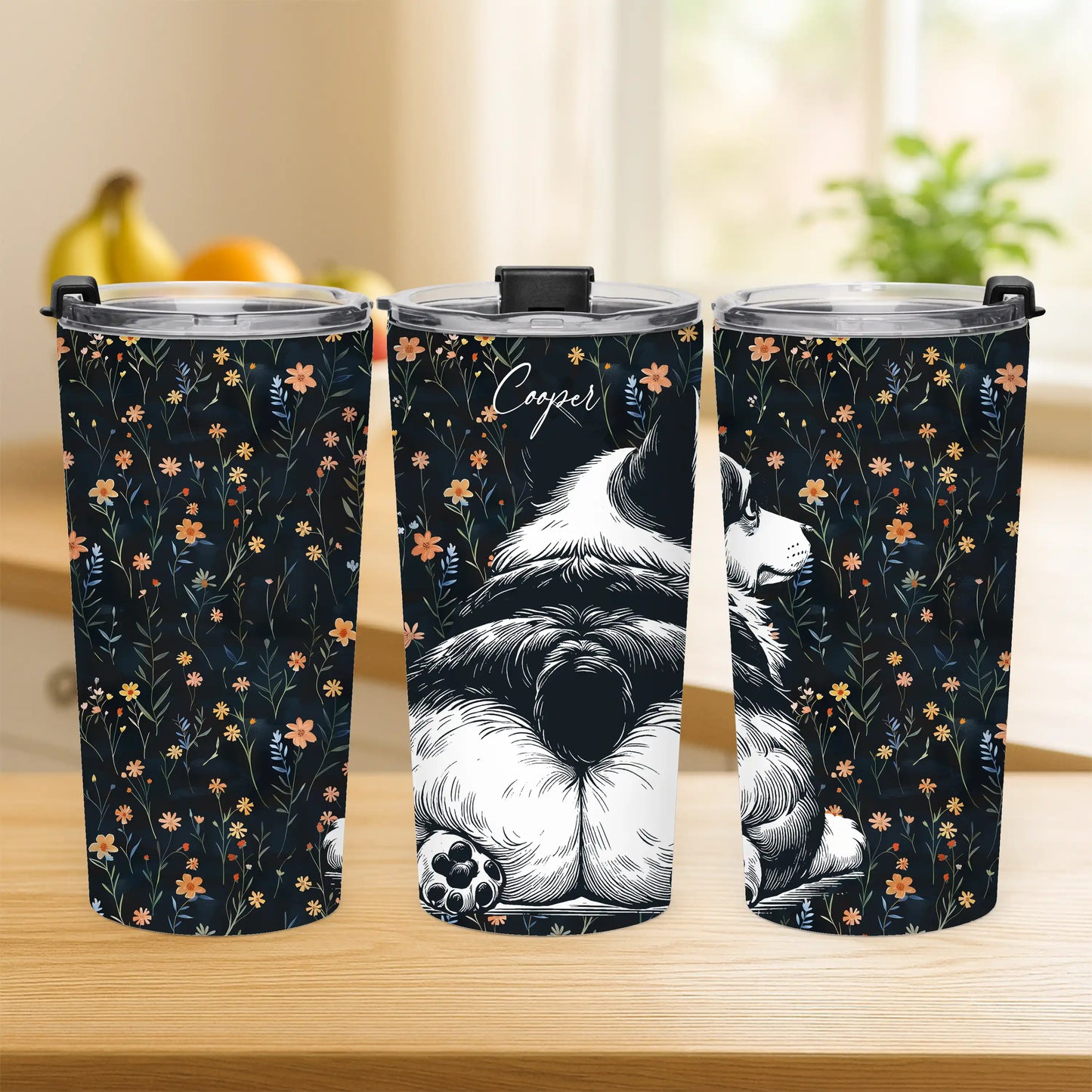 Personalized Corgi Butts Flowers Tumbler 20oz