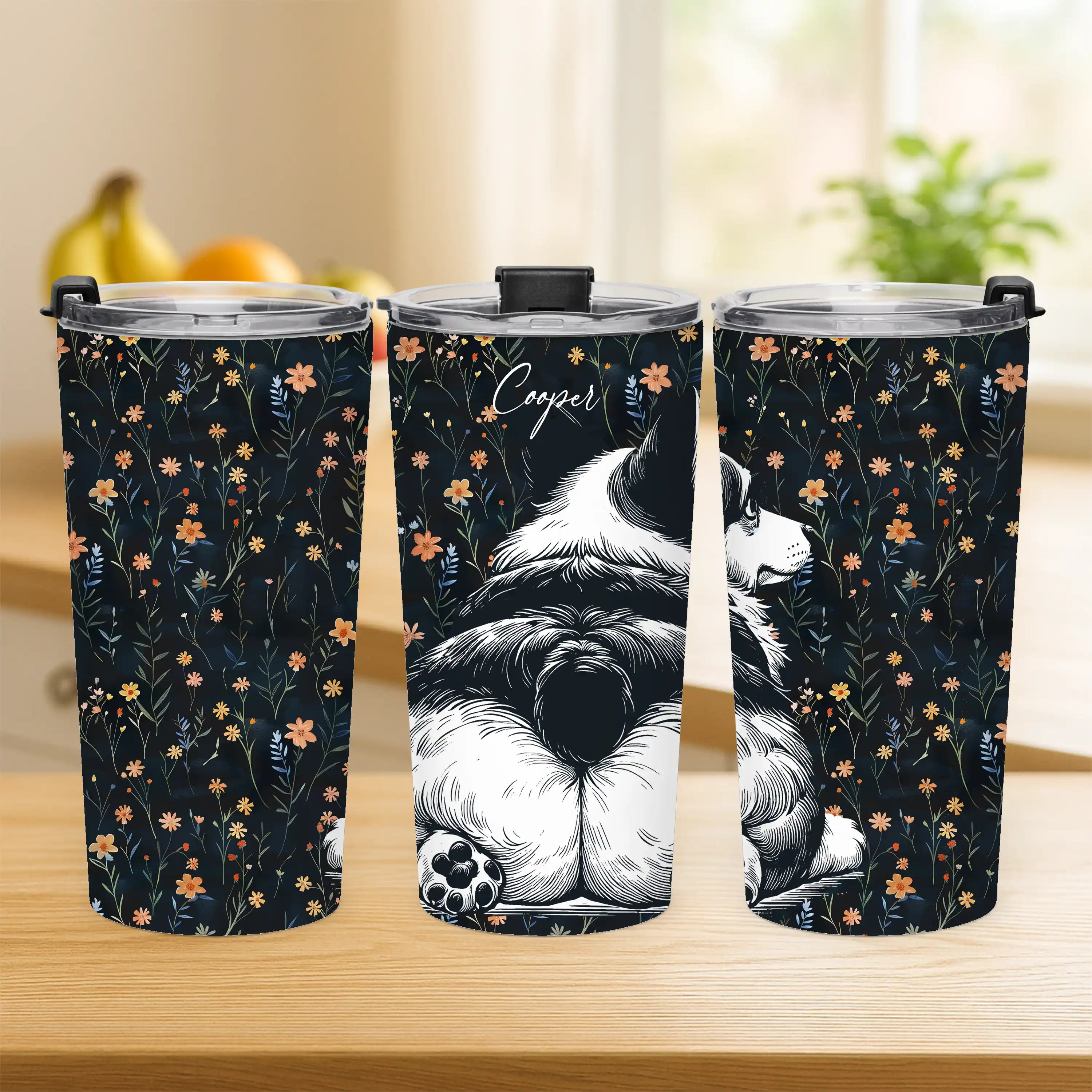 Personalized Corgi Butts Flowers Tumbler 20oz