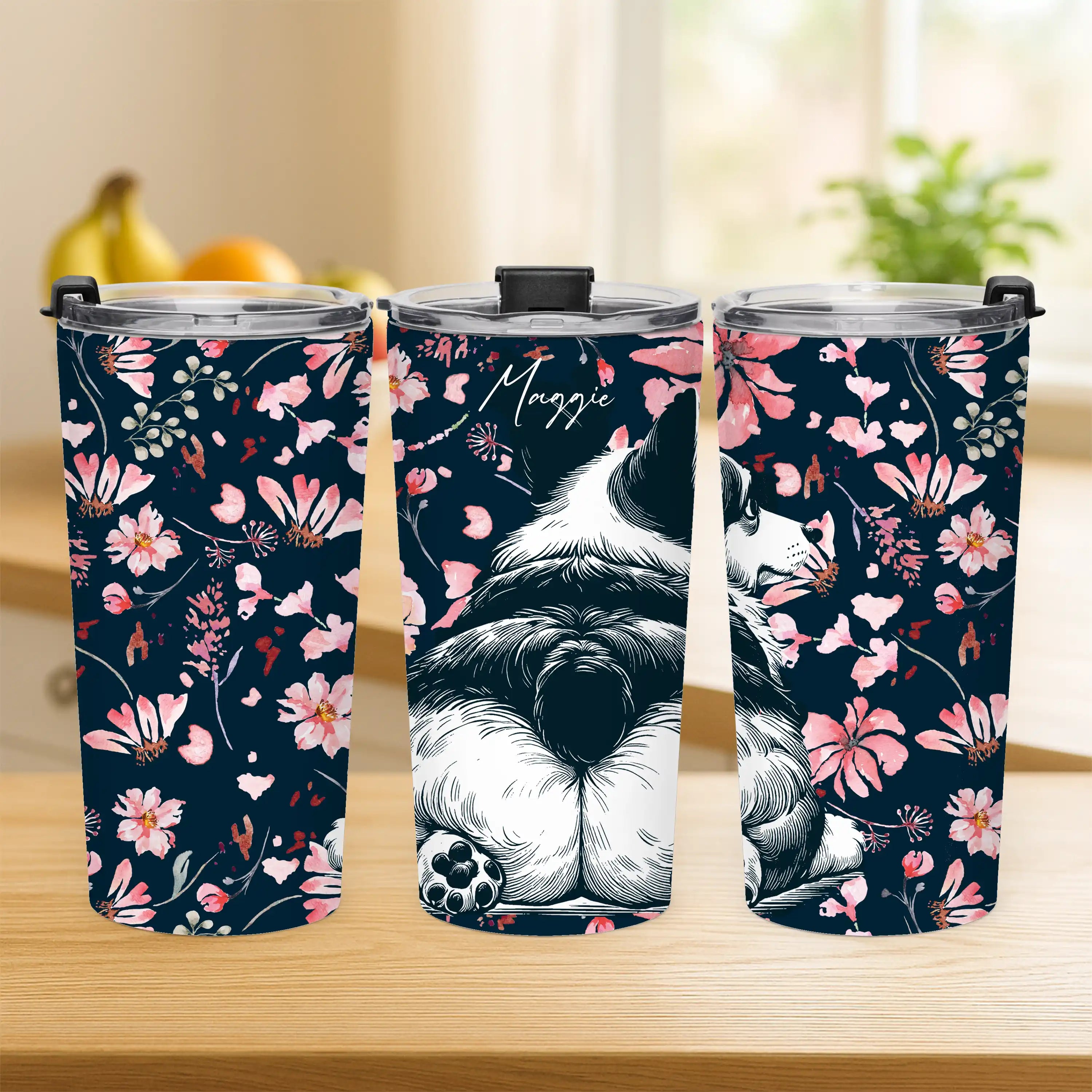 Personalized Corgi Butts Flowers Tumbler 20oz
