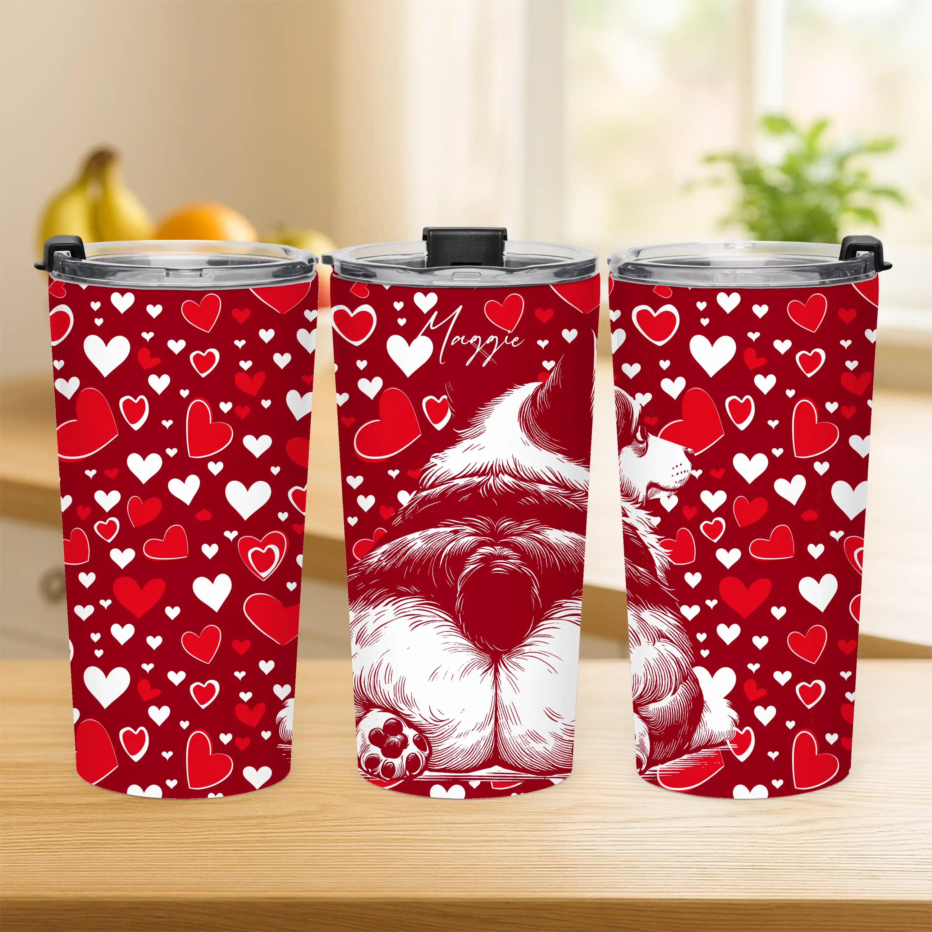 Personalized Corgi Butts Hearts Tumbler 20oz