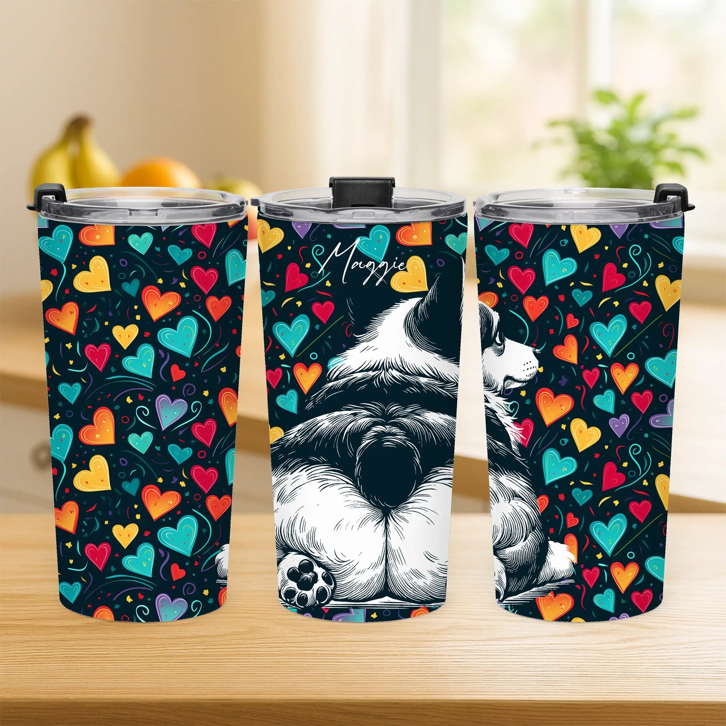 Personalized Corgi Butts Hearts Tumbler 20oz