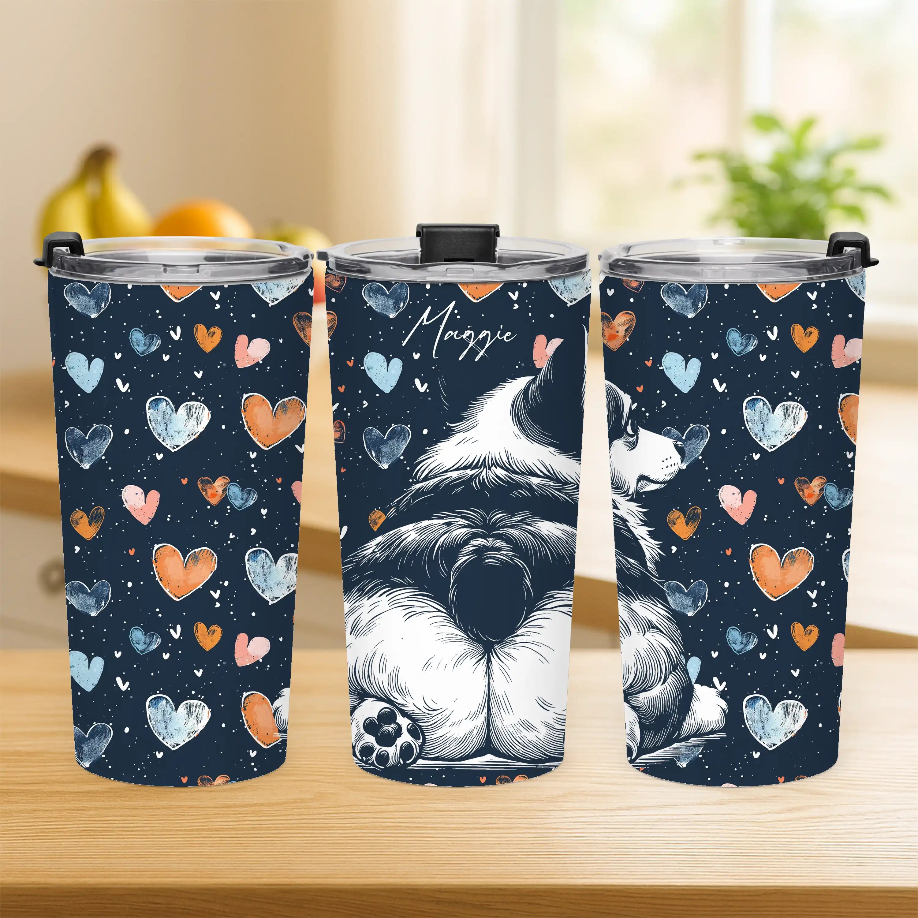 Personalized Corgi Butts Hearts Tumbler 20oz