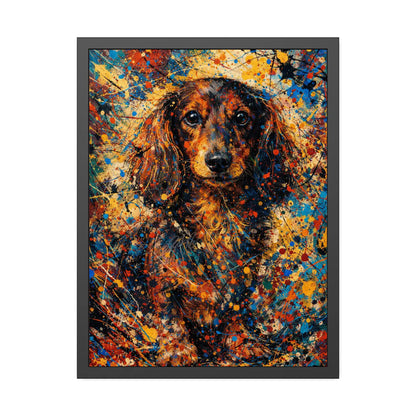 Dachshund Abstract Pollock-inspired Portrait, Dachshund Wall Art Print