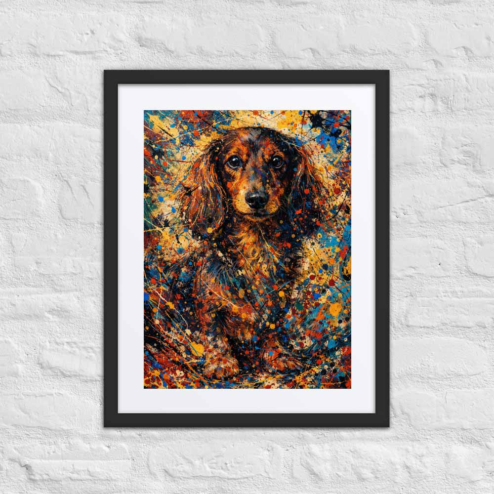 Dachshund Abstract Pollock-inspired Portrait, Dachshund Wall Art Print