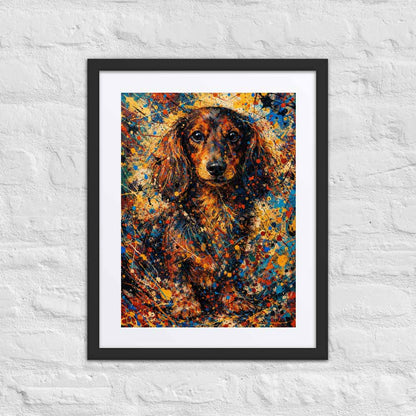 Dachshund Abstract Pollock-inspired Portrait, Dachshund Wall Art Print