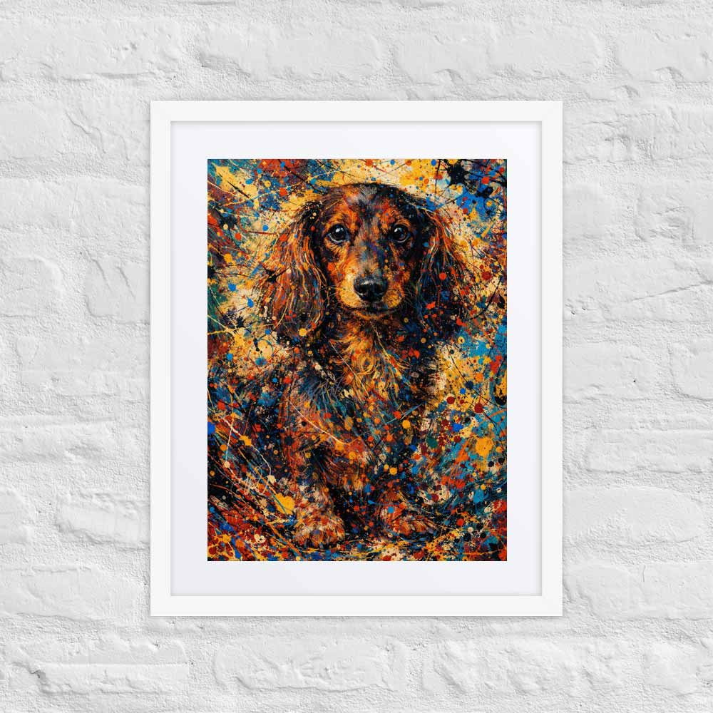 Dachshund Abstract Pollock-inspired Portrait, Dachshund Wall Art Print