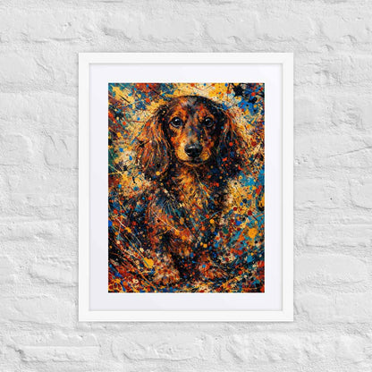 Dachshund Abstract Pollock-inspired Portrait, Dachshund Wall Art Print