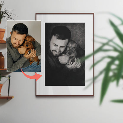 Custom Black and White Pet Portrait