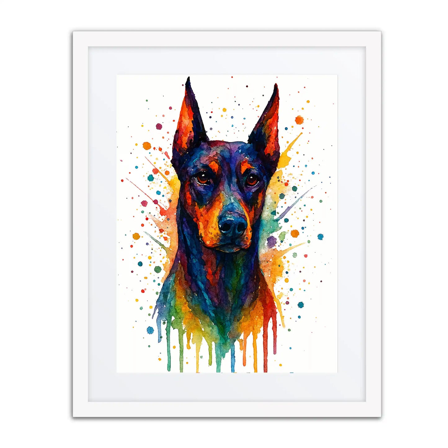 Doberman Pincher Abstract Portrait | Splatter Style Painting – Modern Wall Art