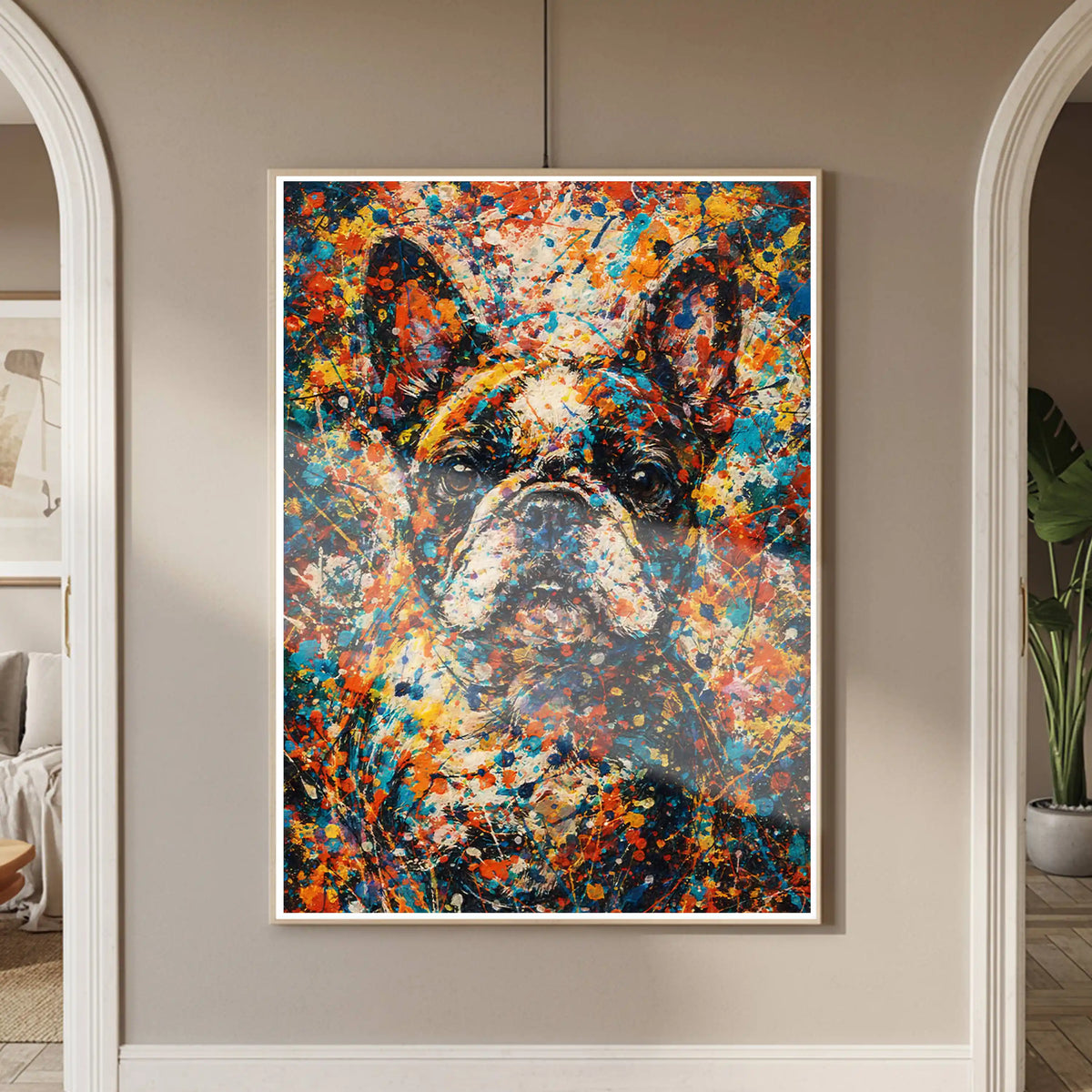 French Bulldog Pollock-inspired Portrait, Frenchie Wall Art Print