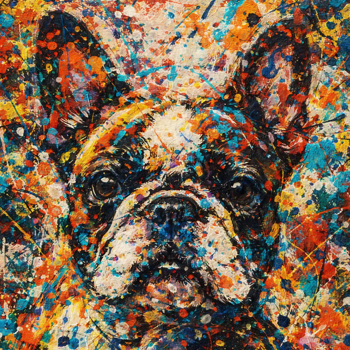 French Bulldog Pollock-inspired Portrait, Frenchie Wall Art Print