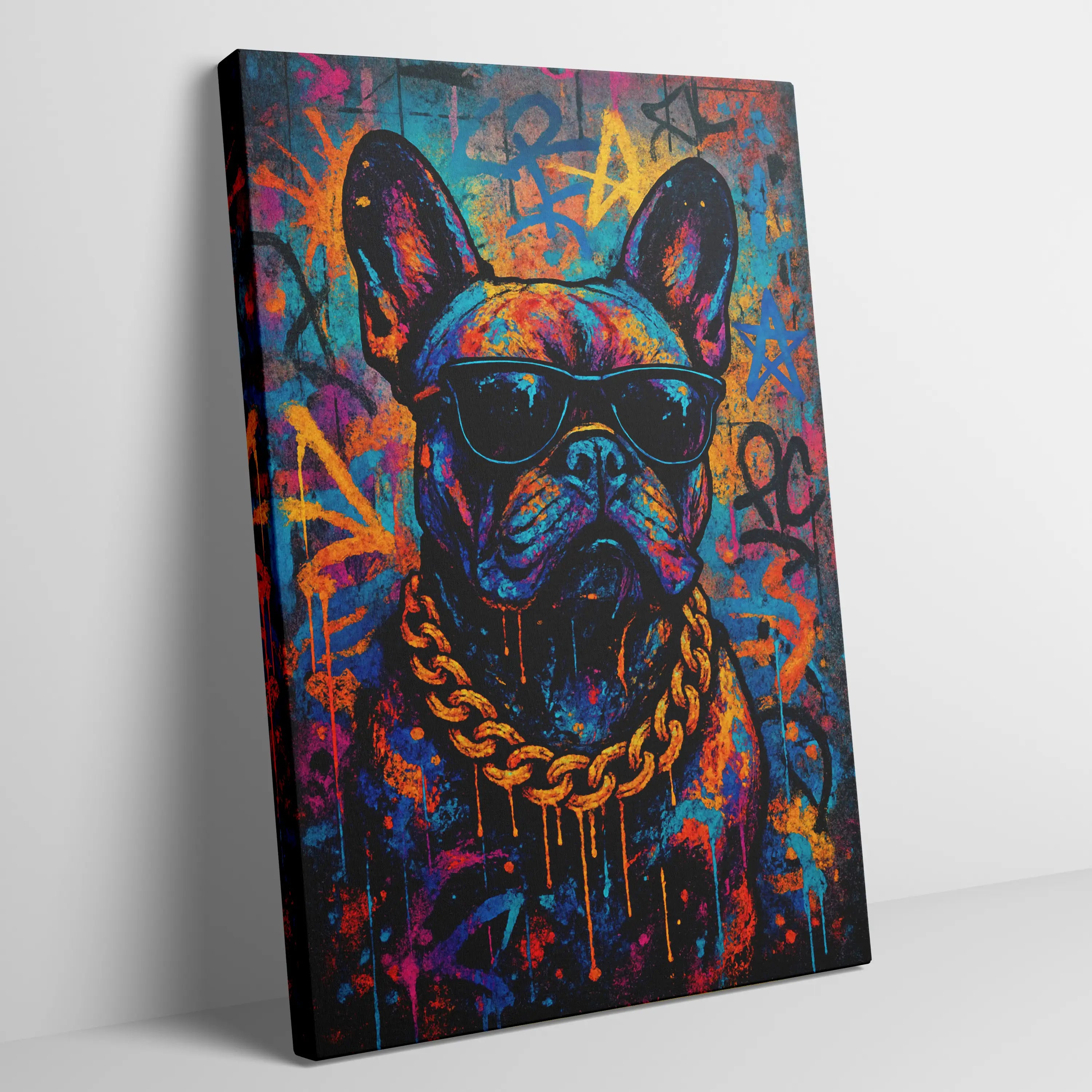 French Bulldog Graffiti Portrait | Street-Art Painting | Urban Wall Art for Dog Lovers