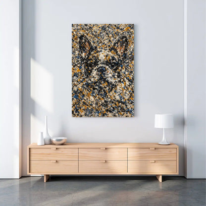 French Bulldog Pollock-inspired Portrait, Frenchie Wall Art Print 384