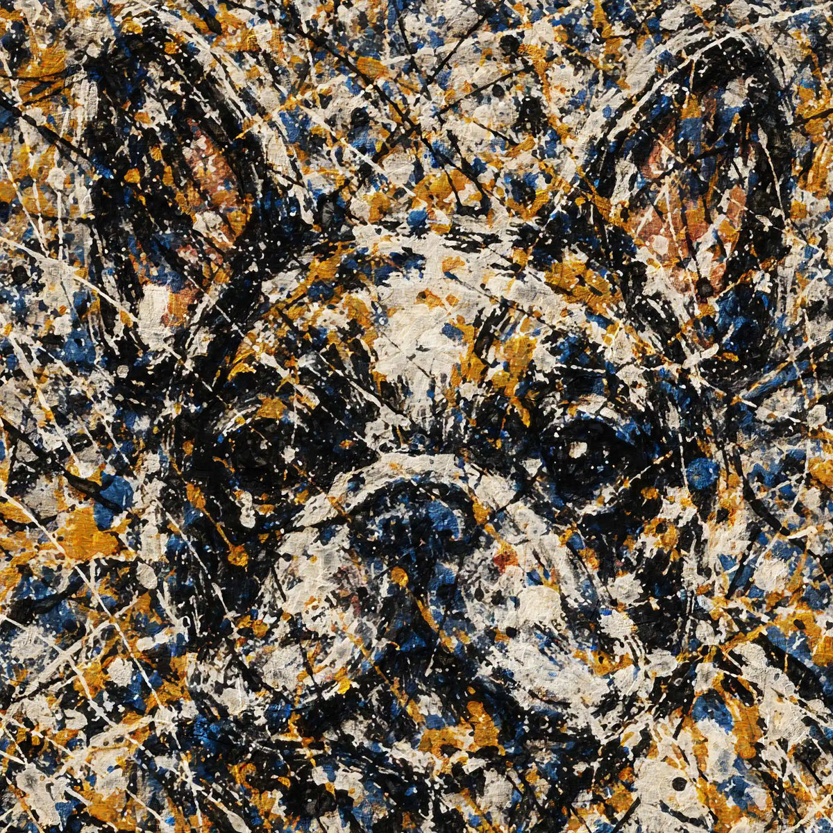 French Bulldog Pollock-inspired Portrait, Frenchie Wall Art Print