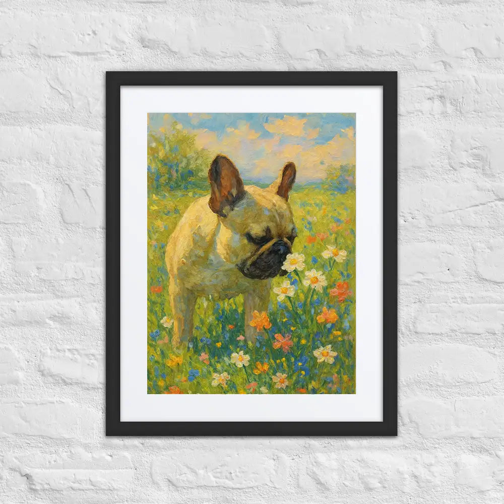 French Bulldog Impressionist Painting | Frenchie sniffing a Flower