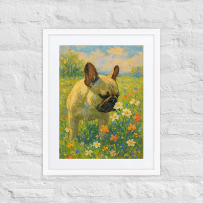 French Bulldog Impressionist Painting | Frenchie sniffing a Flower