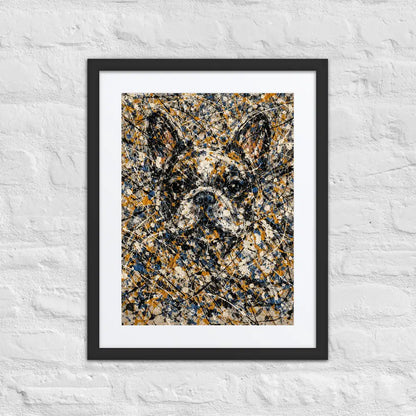 French Bulldog Pollock portrait matte framed poster with mat, museum-quality paper, Ayous wood frame, Acrylite front protector, Pets + Humans