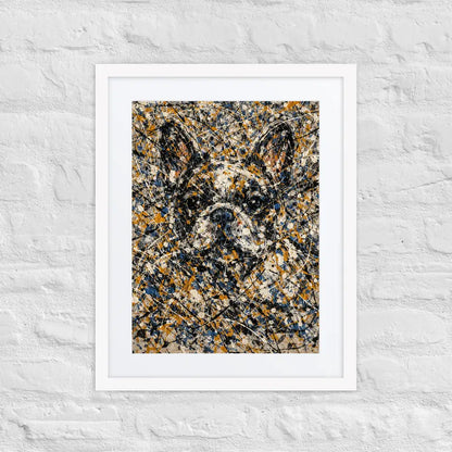 French Bulldog Pollock portrait matte framed poster with mat, museum-quality paper, Ayous wood frame, Acrylite front protector, Pets + Humans