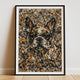 French Bulldog Pollock-inspired portrait displayed as framed gallery wall art in home interior, abstract expressionist Frenchie print, Pets + Humans