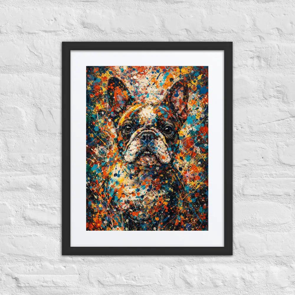French Bulldog Pollock portrait matte framed poster with mat, museum-quality paper, Ayous wood frame, Acrylite front protector, Pets + Humans