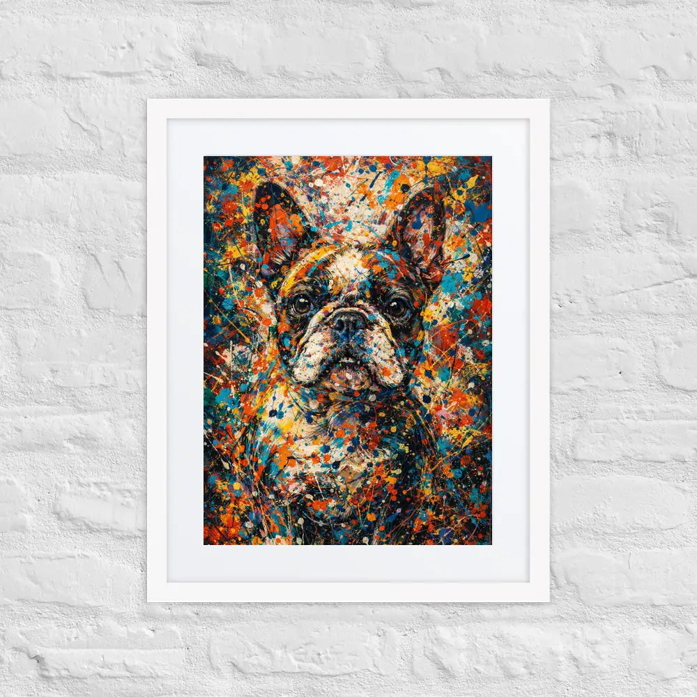 French Bulldog Pollock portrait matte framed poster with mat, museum-quality paper, Ayous wood frame, Acrylite front protector, Pets + Humans