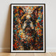 French Bulldog Pollock-inspired portrait displayed as framed gallery wall art in home interior, abstract expressionist Frenchie print, Pets + Humans