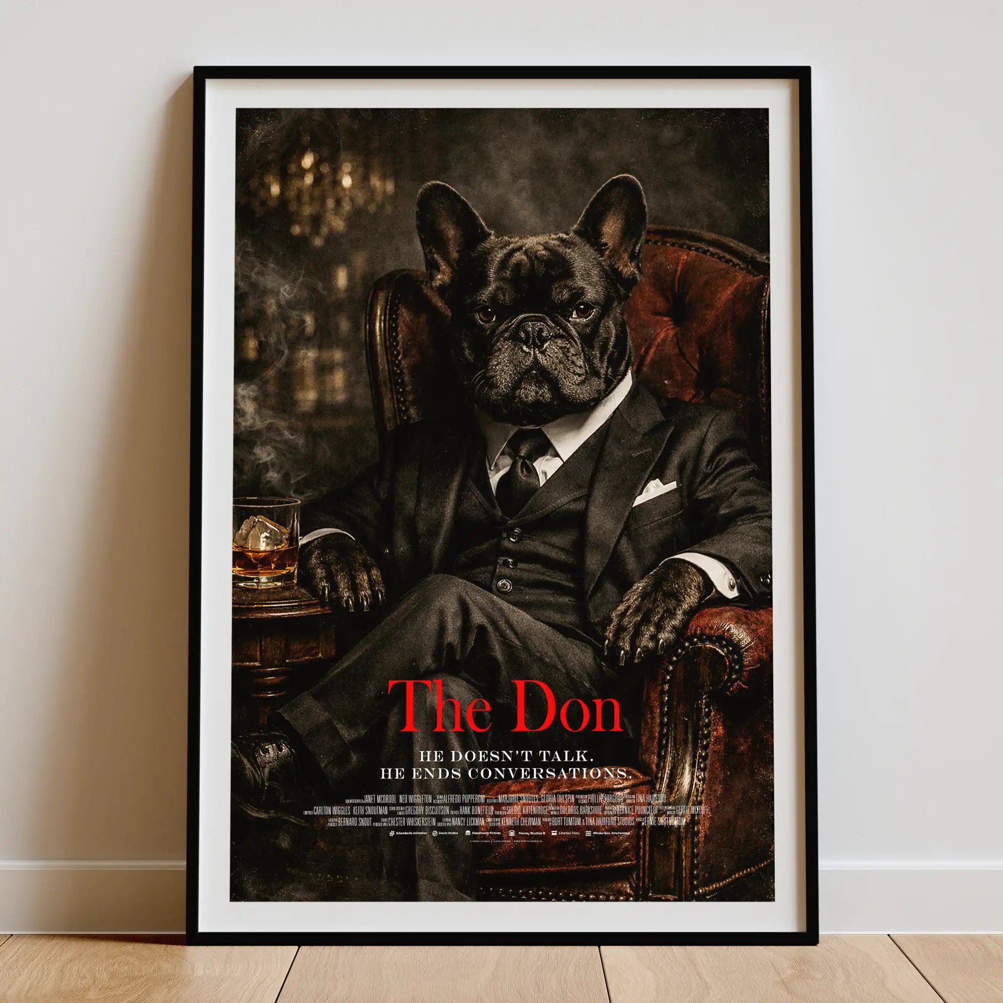 French Bulldog The Don Cinematic Movie Poster, Frenchie Wall Art Print
