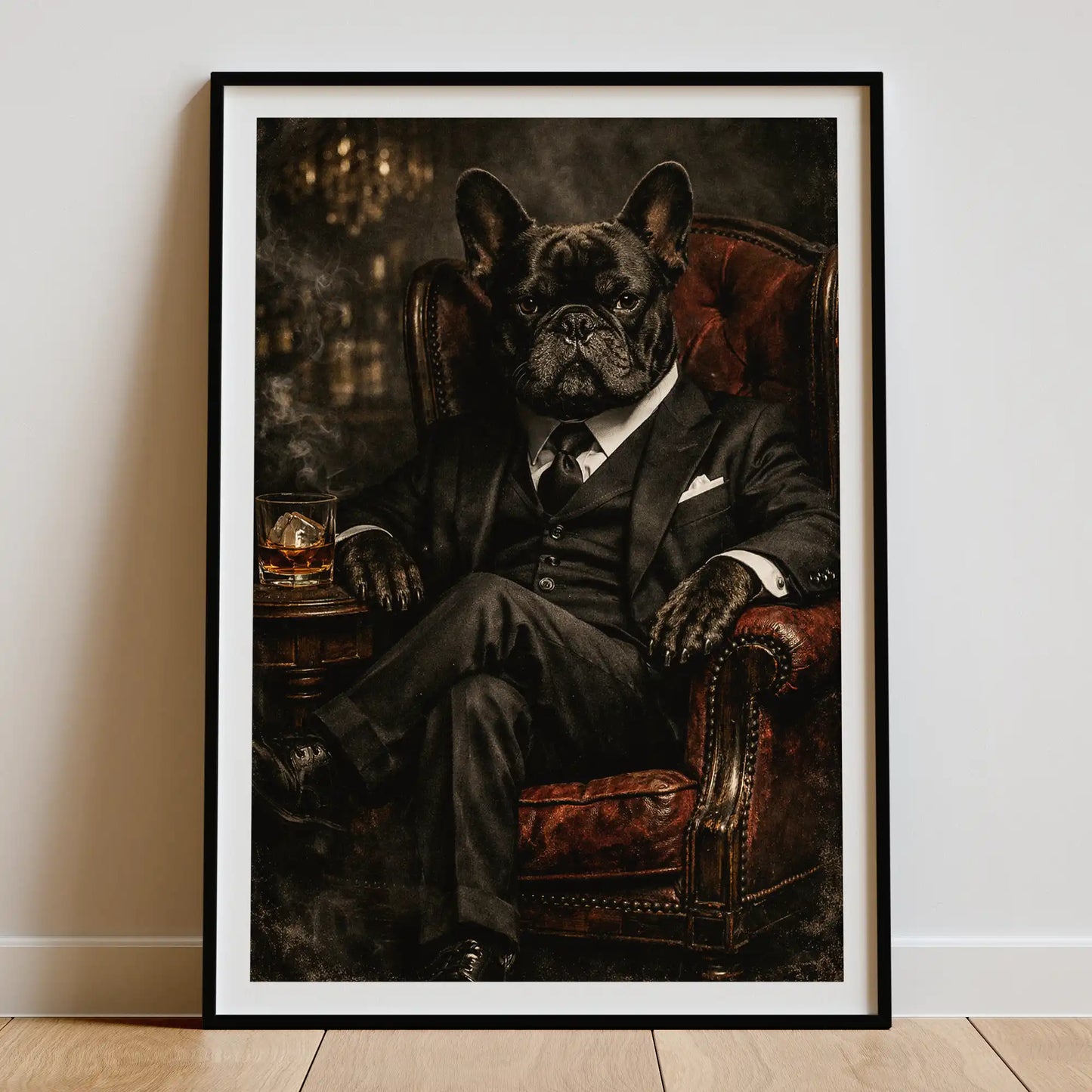French Bulldog The Don Cinematic Portrait, Frenchie Wall Art Print