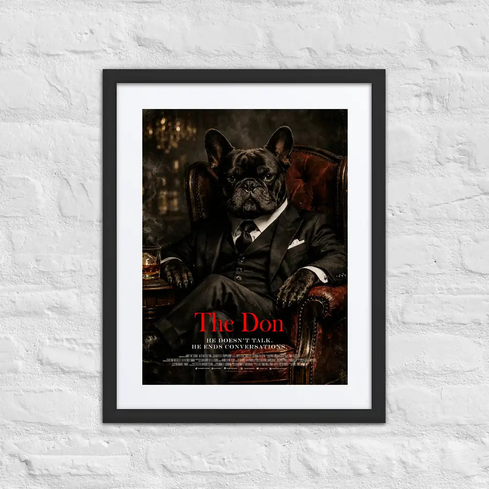 French Bulldog The Don Cinematic Movie Poster, Frenchie Wall Art Print